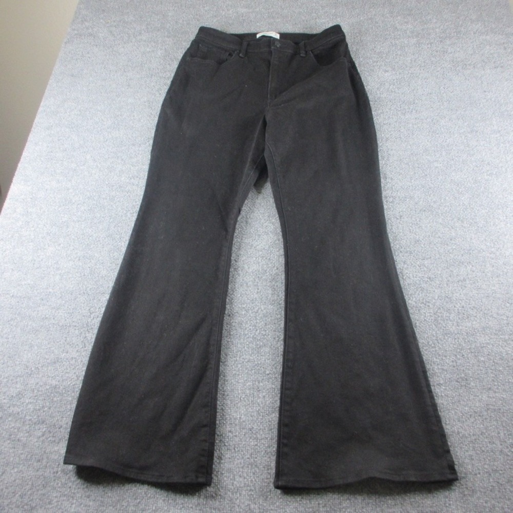 Abercrombie Fitch The Flare Ultra High Rise Jeans Women 32/14 Black Curve Denim